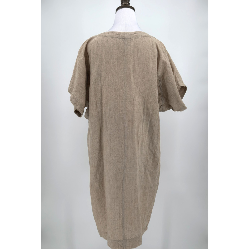 Vintage 80s Issey Miyake Plantation Beige Cotton Linen Lagenlook Dress Sz S - Picture 3 of 4